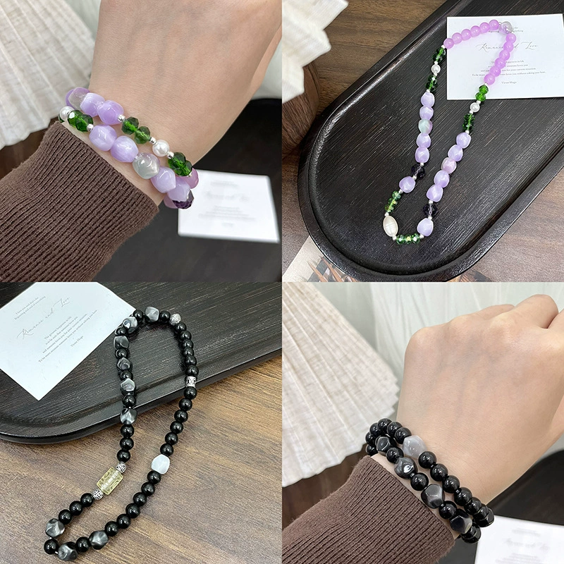 Бусины handmade, браслет, ожерелье, аксессуары, 10мм, градиент, глаз кота, DIY