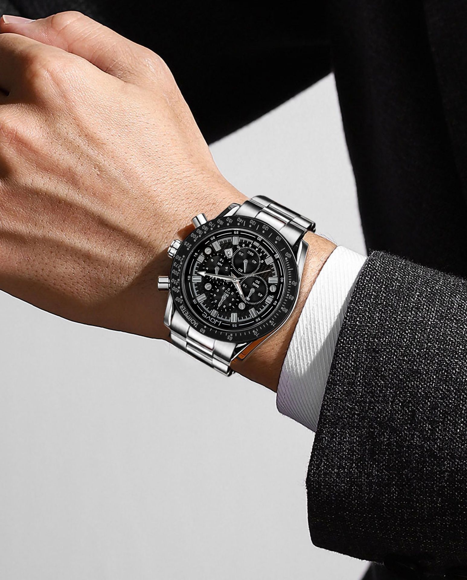 Orologio da uomo al quarzo con cinturino in acciaio e data_voghion.com