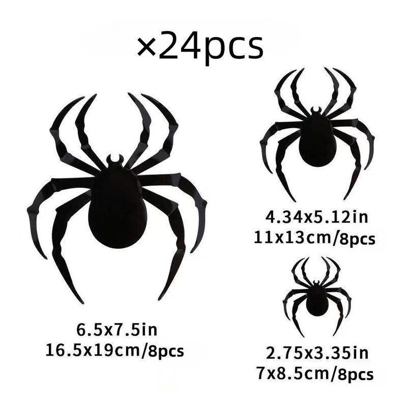 クロスボーダーハロウィン装飾 3D 立体バットパーティー用品シーンレイアウト壁ステッカー黒スパイダーステッカー|undefined
