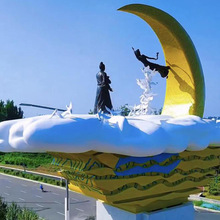 牛郎织女雕塑景观不锈钢大型广场公园市政标志鹊桥摆件七夕景观