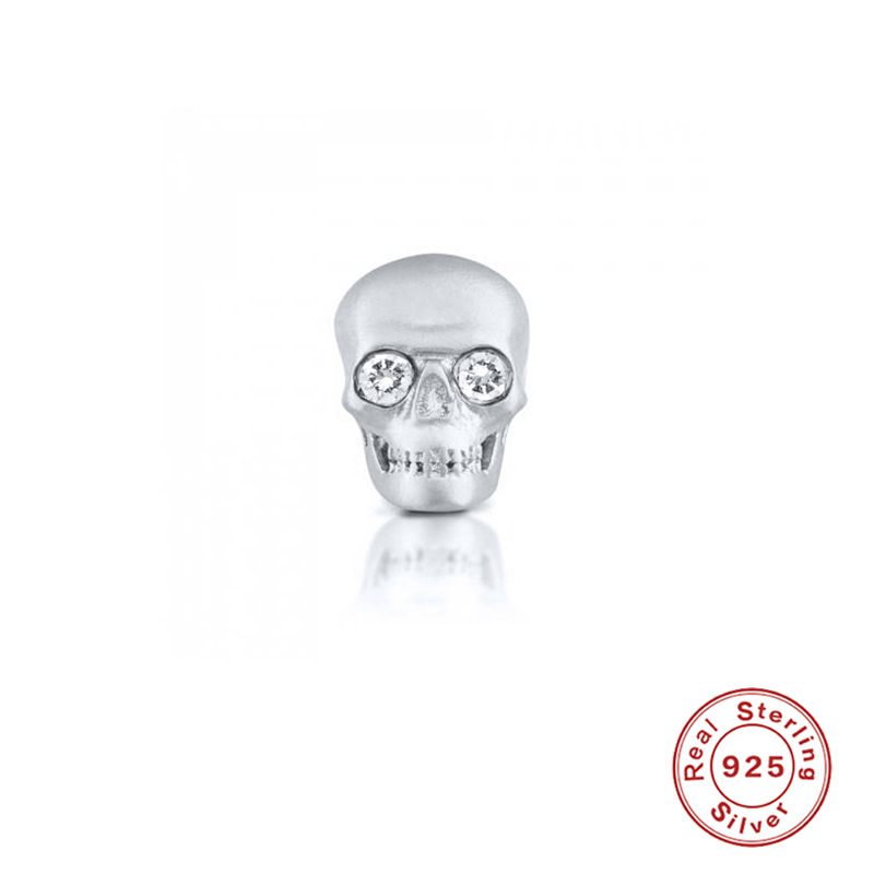 Fashion Skull Sterling Silver Inlay Zircon Ear Studs 1 Piece