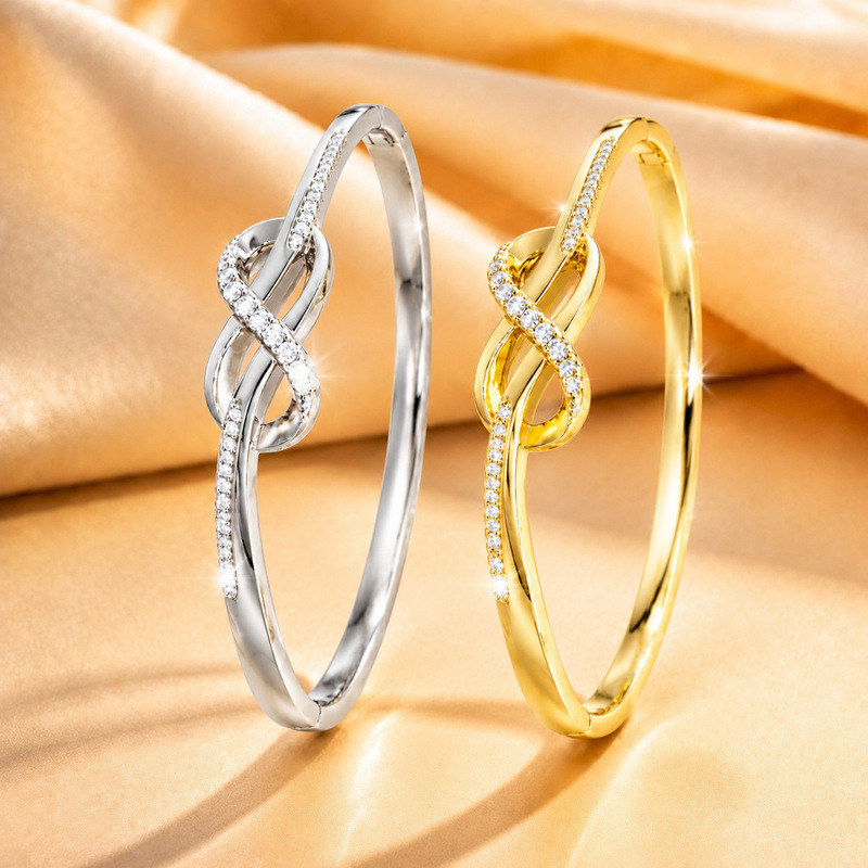 Light luxury 8-shaped diamond bracelet with exquisite twisted design, sparkling zircon, simple and elegant, versatile for everyday wear Light luxury 8-shaped diamond bracelet with exquisite twisted design, sparkling zircon, simple and elegant, versatile for everyday wear