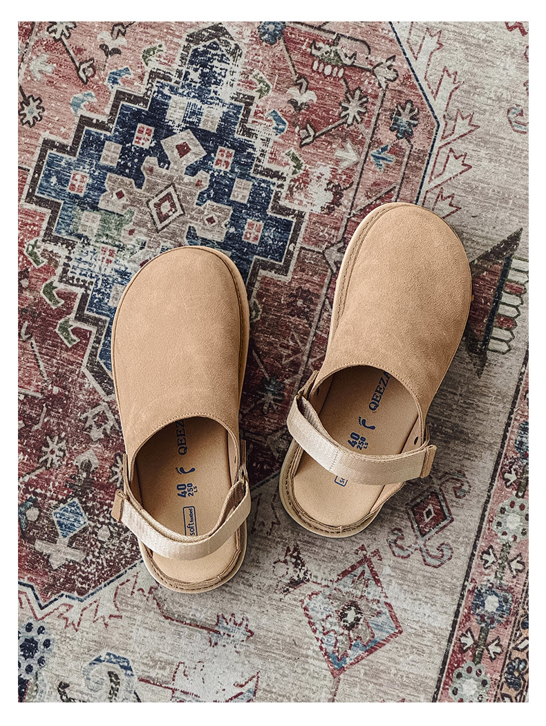 Dames halve slippers van echt leer ademend met dikke zool_voghion.com