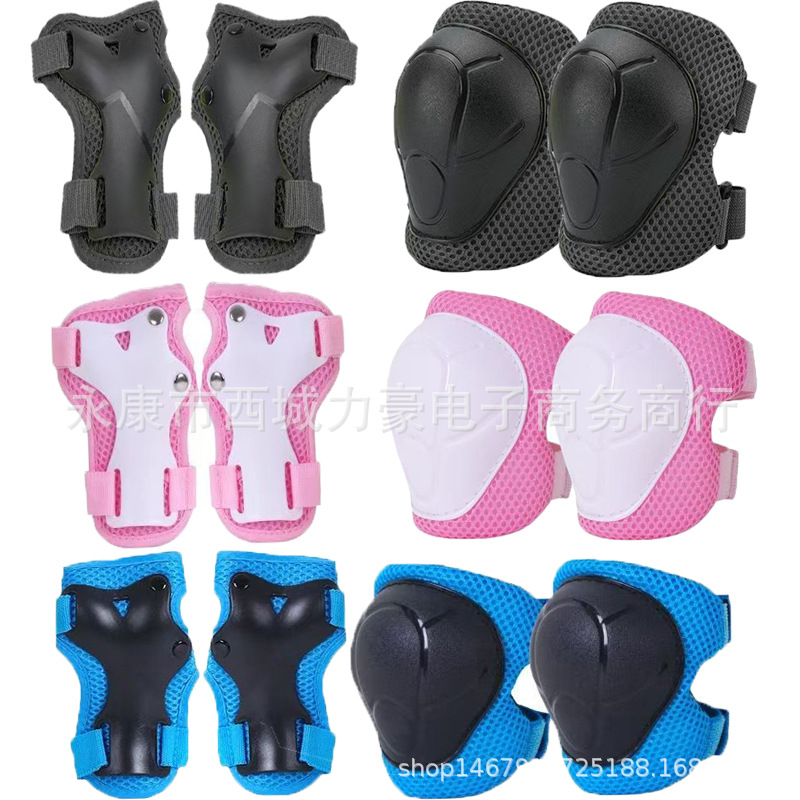 Children's Roller Skating Protective Gear Set, Cycling Sports Ski Knee and Wrist Guards, 6-Piece Thickened Protective Gear for Roller Skating