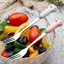 不锈钢水果叉可爱猫爪甜品叉创意蛋糕叉子月饼叉家用水果叉签