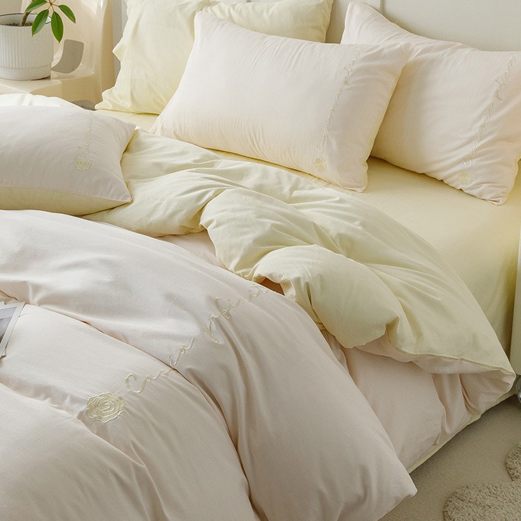 ins algodón puro cuatro piezas simple bordado sábanas de algodón cubierta de colcha de tres piezas para una sola persona 2025 nueva ropa de cama