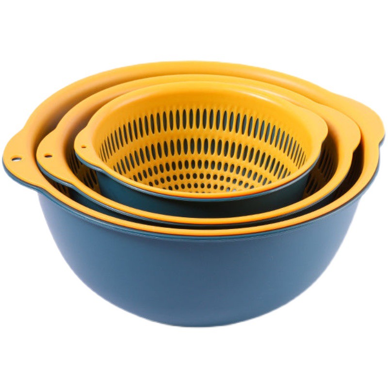 Cesta de drenaje de doble capa Cesta de lavado de verduras de plástico doméstico Cesta de lavado de frutas hueca Cesta de lavado de frutas multifuncional Platos de frutas Lavadora de verduras de cocina image 5