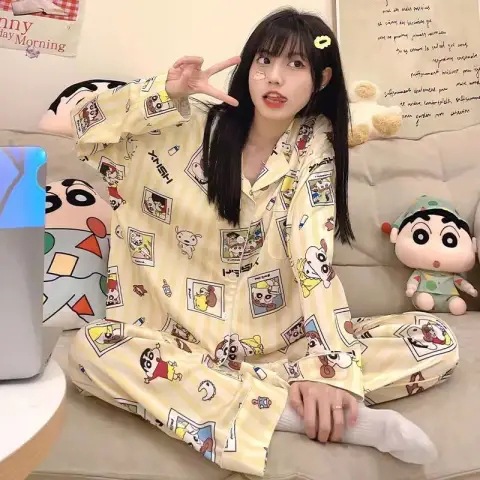 Estilo coreano japonés pijamas de dibujos animados mujer coolomi linda chica corazón ins estilo pantalones de manga larga desgaste del hogar otoño celebridad de Internet