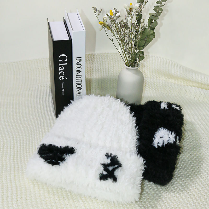 Plush Knitted for Women in Autumn Winter Korean Edition, Small Face and Versatile Woolen Hat, Big Headband, Warm Ear_voghion.com