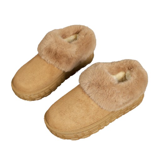 Women's Thick Sole Snow Boots with Plush Material - Winter New Arrival, Fleece Lined, Thick Warm Padding, Leather and Fleece Combined Breadth