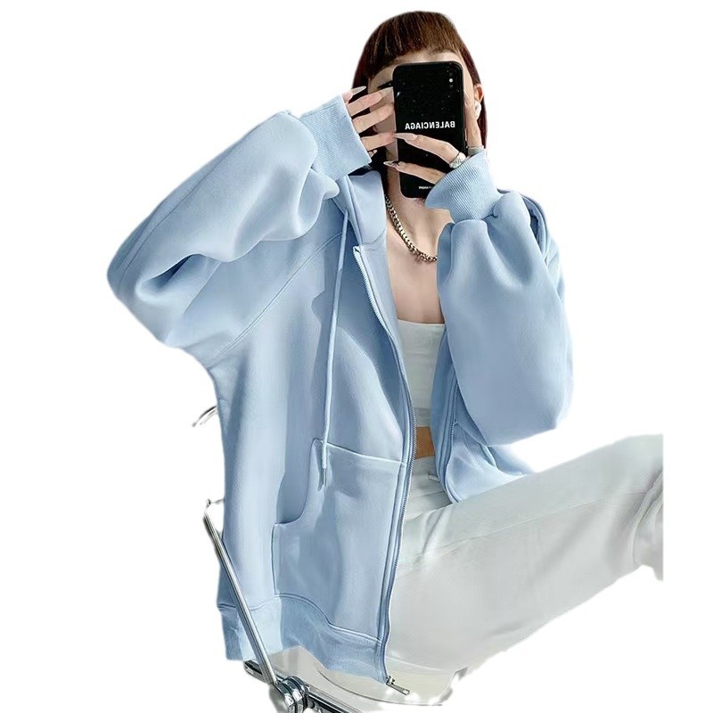 스웨터 재킷 2025 봄과 가을 새로운 스타일 봄과 가을 스타일 후드 카디건 느슨한 캐주얼 스포츠 패션 지퍼 스웨터