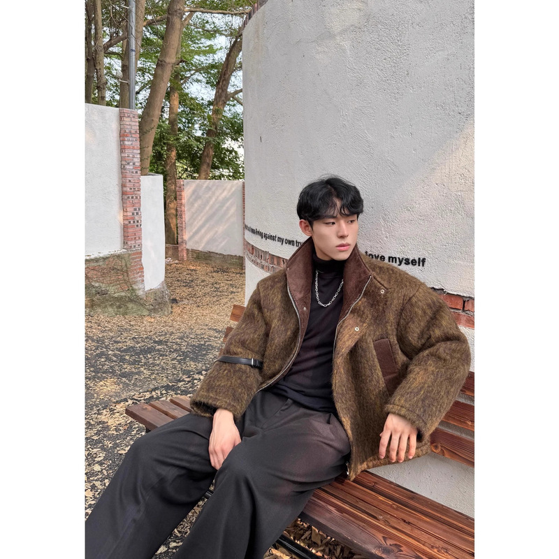 Korean-Style High Street Corduroy Plush Brown Stand-Collar Casual Jacket Winter Trendy Brand Popular Cotton Coat Very Cool Top Korean-Style High Street Corduroy Plush Brown Stand-Collar Casual Jacket Winter Trendy Brand Popular Cotton Coat Very Cool Top