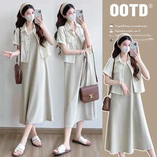 Maternity Summer suit Trendy Mom Fashion New High-end plus size Loose Age-reducing Shirt Two-piece Set
