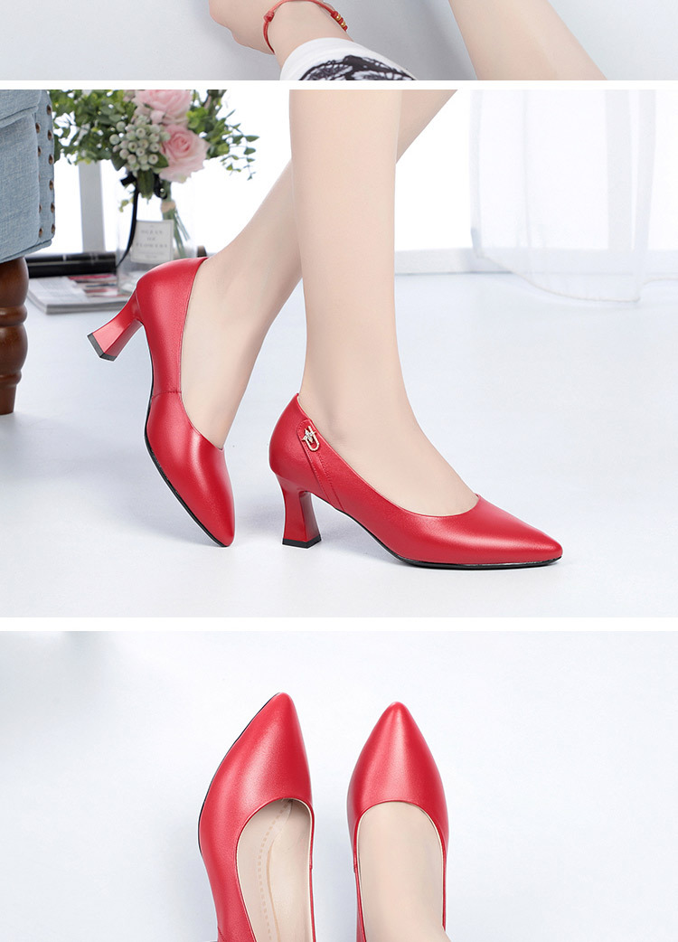 Giày cao gót nữ mũi nhọn da thật đế mềm chống trượt — Màu be chi tiết 20