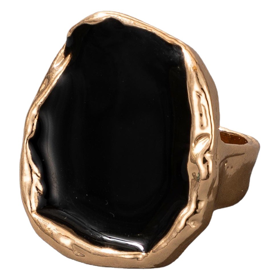 Yongge Jewelry: Elegant Alloy Irregular Gold-Edged Enamel Ring, Vintage Personality Versatile Hand Accessory