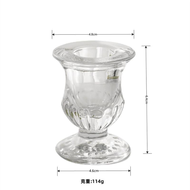 Подсвечник-стакан Glass Candlestick Holder, европейский INS стиль, прозрачная восковая основа, несколько форм (Король/Пузо/Малый)
