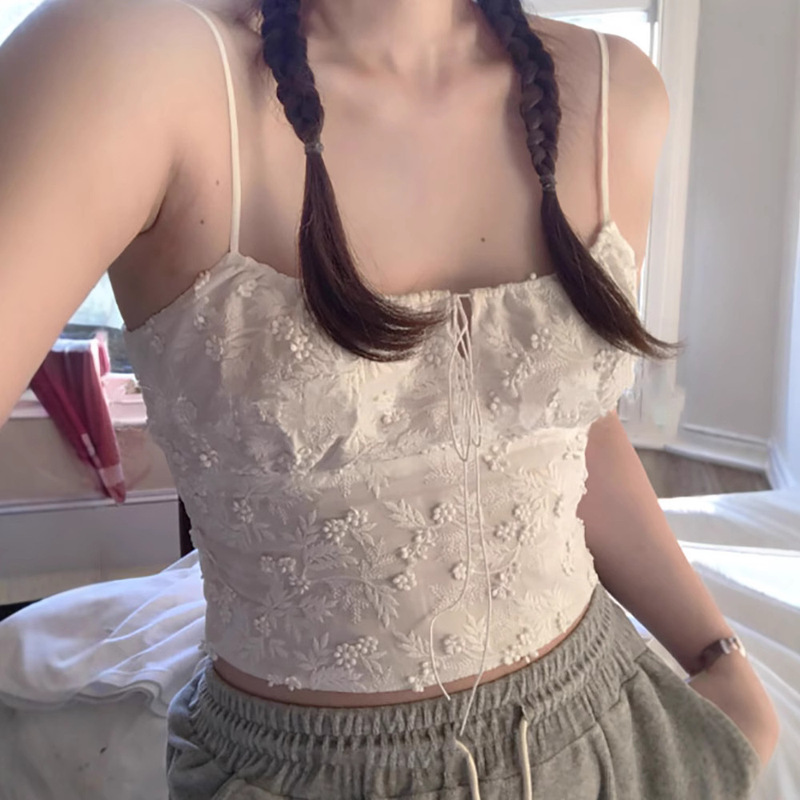 Now H Embroidered Camisole Bottoming Women's 2025 Xia Han Dongdaemun Niche Sleeveless Top Mablin*G