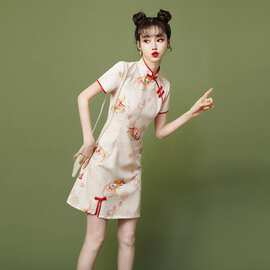 蚀骨旗袍改良连衣裙2022年新款夏短款小个子现代年轻款少女中国风