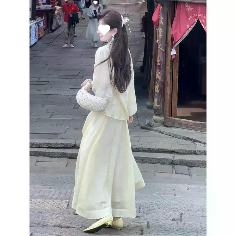 プラスサイズの太ったmmの新しい中国風のクールなヘビービーズのトップスとスカートの美しいスーツの夏服のセット|undefined
