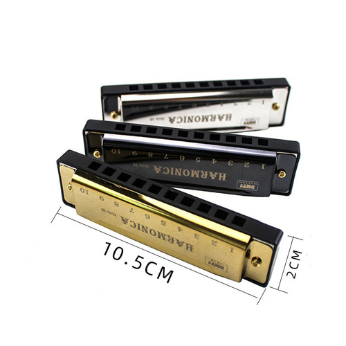 Metal Chromatic Scale Ten-Hole Colorful Harmonica Alloy Toy Professional Level Music Instrument Factory Stall Wholesale