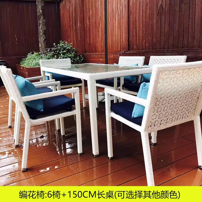 Mesa y silla balcón al aire libre sillas de caña set de tres piezas villa al aire libre patio de caña mesa al aire libre sillas de bar caña asiento