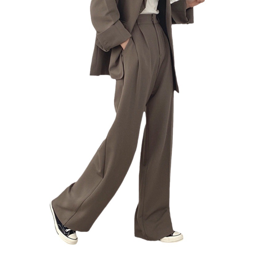 Small Suit Set for Women, Spring and Autumn 2026 New Korean Style, Trendy and Unique Design, Casual Camel-Colored Suit Pants for Women