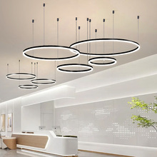 北欧设计款餐厅灯客厅吊灯大圆环圈圈灯服装店美容店酒店大厅主灯