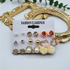 Earrings, set, suitable for import, Korean style, flowered, simple and elegant design, 9 pair