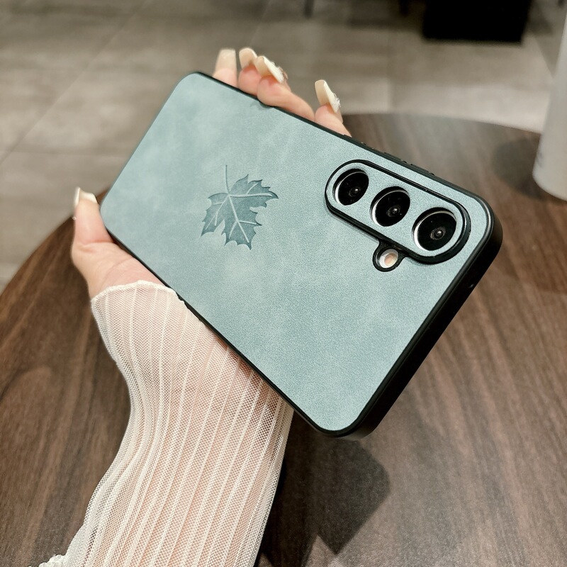 Suitable for Samsung A55 Phone Case, Sheepskin Leather A15/A34/A52/A13/A56 Full Coverage Ultra-Thin Maple Leaf Protective Cover