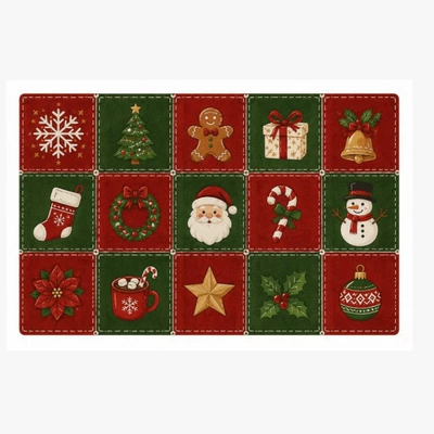 tree and sock prints, holiday decoration | Avtomobil döşəmə paspasları - christmas-11-4060cmcrystal-velvet-with-dot-plastic-backing
