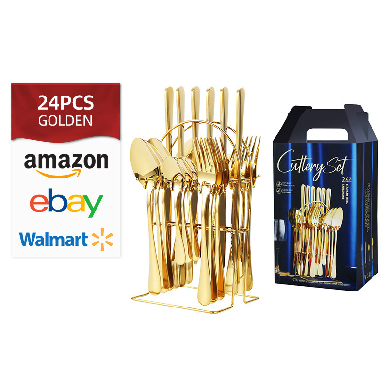 クロスボーダー Amazon ステンレス鋼食器カトラリー 1010 洋食カトラリー 24 点セット ステーキカトラリー ギフトボックスセット|undefined