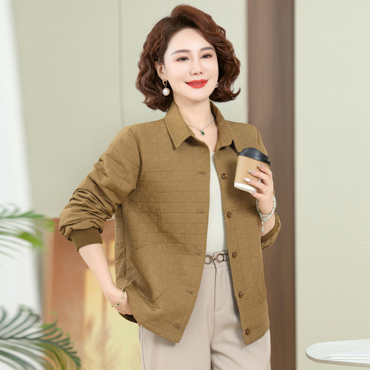 中年妈妈新款时尚秋装外套中老年女春秋宽松显瘦休闲短款夹克上衣|undefined