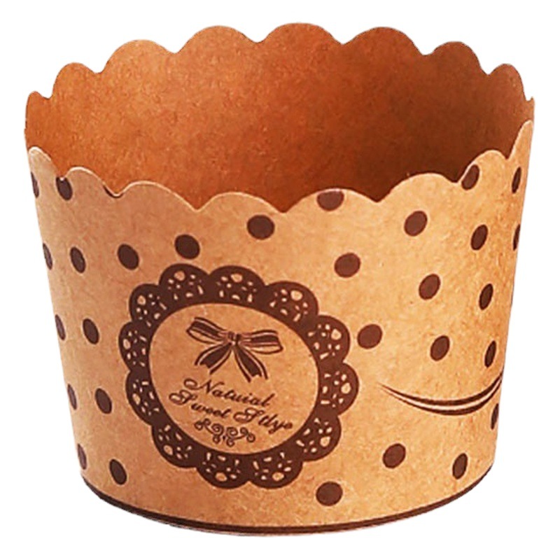 Máquina mediana Taza Muffin taza Pastel de papel Kraft taza de papel resistente a la temperatura horno para hornear titular de papel mediano doméstico 50