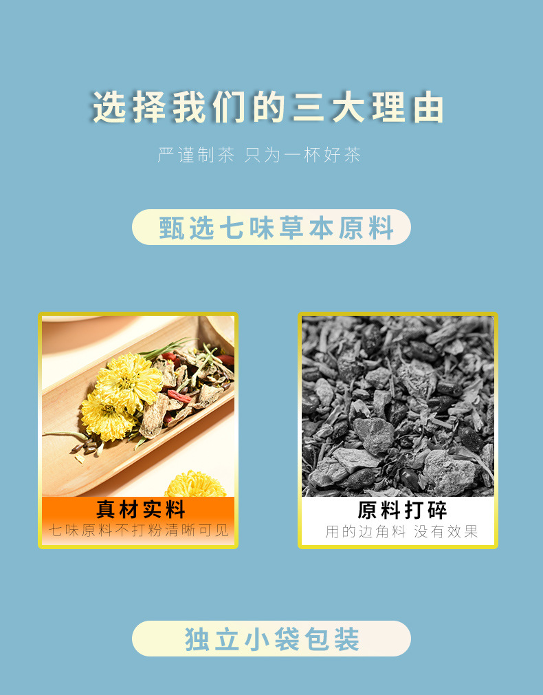 Chrysanthemum Cassia Seed Tea Ju Hua Jue Ming Zi 7-Herb Blend Cold Brew Tea Bags 120g Box of 10 key features