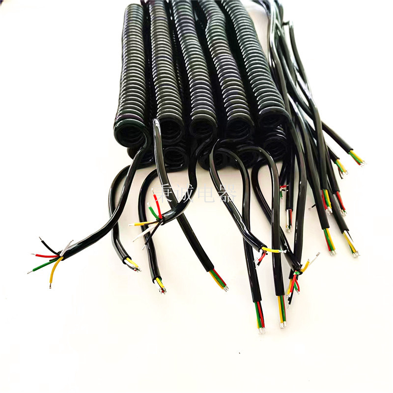 5芯弹簧线TPU/PVC亮面/雾面伸缩线电气设备螺旋线纯铜电线电缆