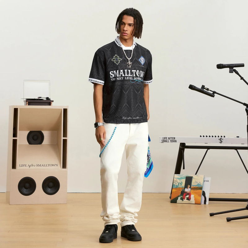 夏のファッションカジュアル多用途トレンドヒップホップファミリーパターンエスニックスタイルフルプリント襟半袖Tシャツトレンディなファッション|undefined
