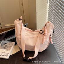 批发纯色简约斜挎包新款时尚学生手提小单肩布包轻便百搭饺子包