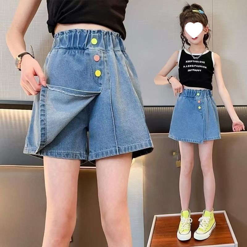 New style baby denim skirt pants, loose fit, versatile, summer Korean style, trendy and fashionable for girls.