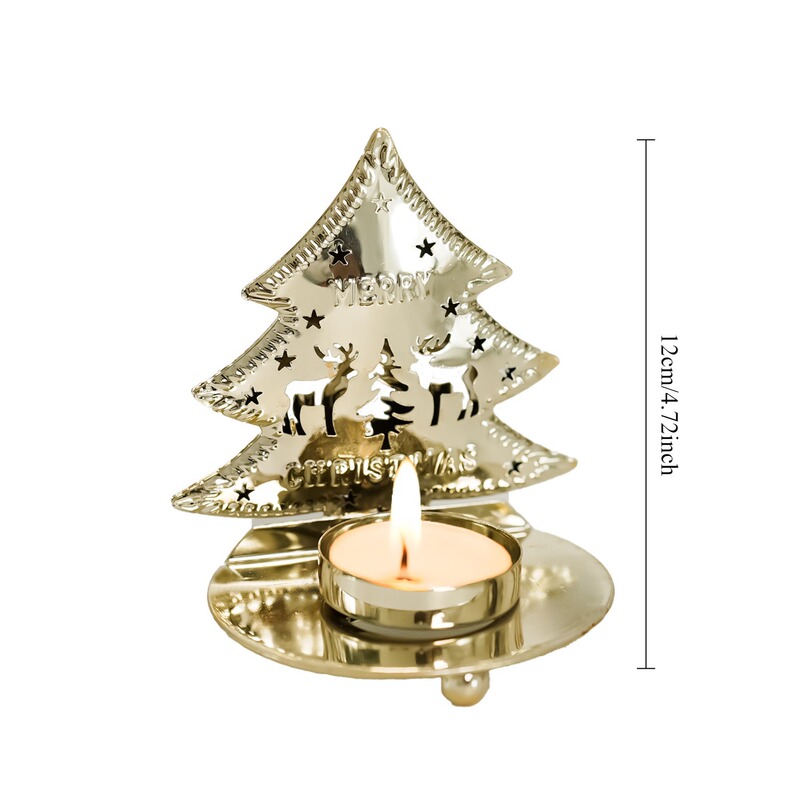 クリスマスメタルキャンドルホルダースノーフレーク五芒星クリスマスツリー装飾ゴールデンアイアンデスクトップキャンドルホルダー装飾品|undefined