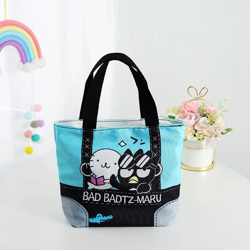 Cartoon linen bag, handheld lunch box bag, tableware for elementary school students, organizer bag, food bag