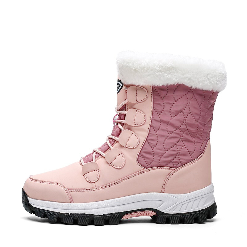 Invierno de alta altura de algodón botas de nieve de suela gruesa de mujer calentamiento de terciopelo grueso botas de mujer zapatos casuales