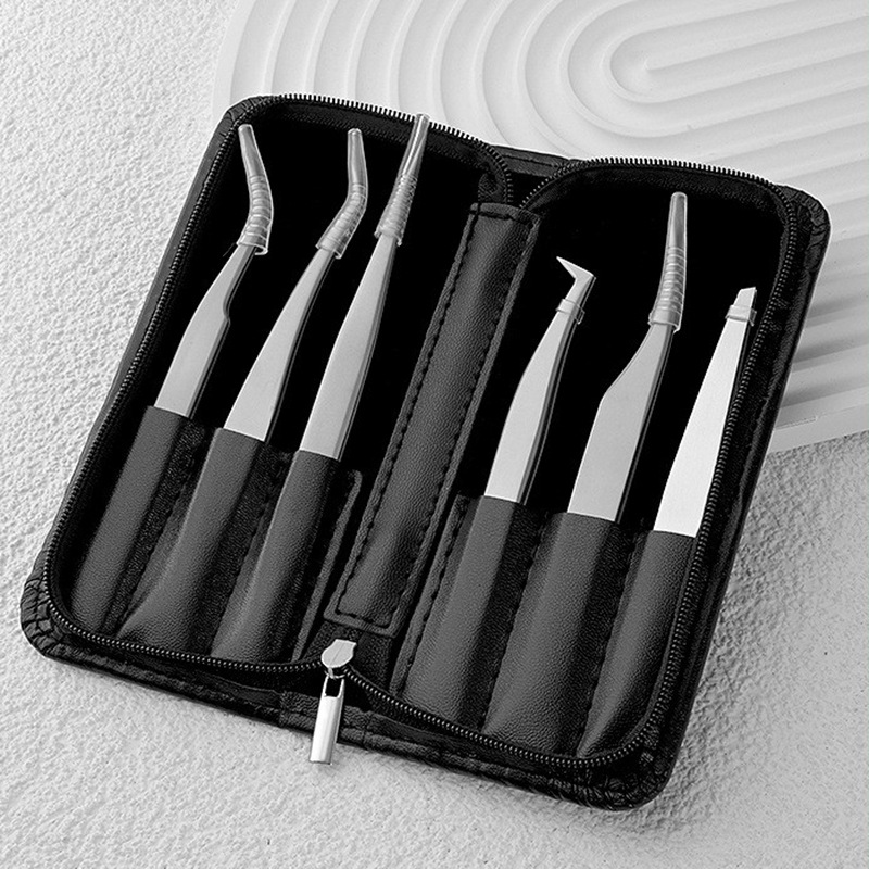 Pinzas para pestañas transfronterizas de acero inoxidable para plantar y injertar pestañas postizas, pinzas florecientes, pinzas de delfines, pinzas de alta precisión, pinzas de plumas doradas