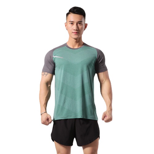 Breathable and lightweight fitness short sleeves for men and women, quick-drying tops, fitness sportswear, ice silk T-shirts, elastic short sleeves