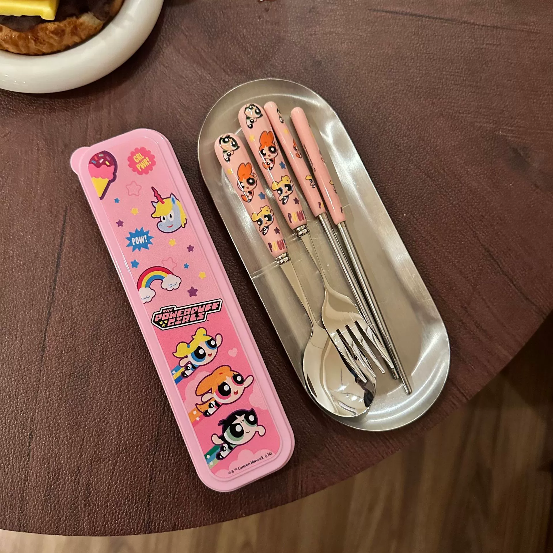 Genuine high quality tableware stainless steel, cute ceramic handheld set for home use