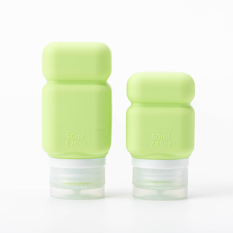 Viaje de silicona botella de 60ml 90ml gran capacidad conjunto de presión a prueba de fugas botella de almacenamiento de cosméticos nueva