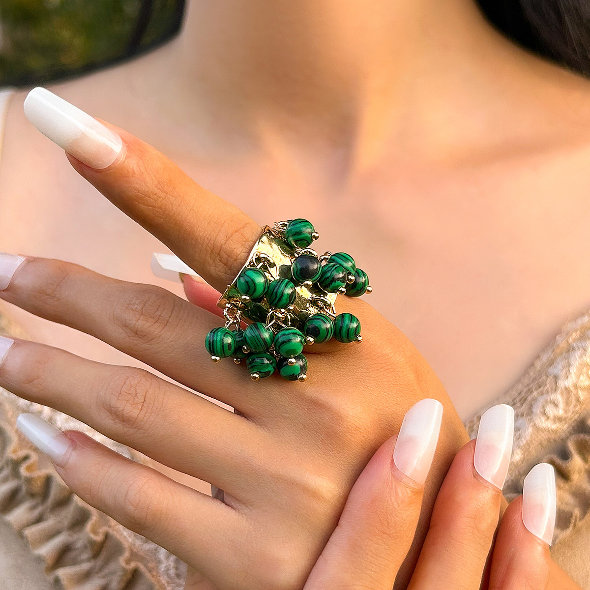 16g Weight Charm Rings Classification 1 Piece Quantity Holiday Occasion Alloy Material Geometric Pattern Women's Gender Plating Design Streetwear Style Streetwear Geometric Arylic Alloy Plating Women's Charm Rings 33