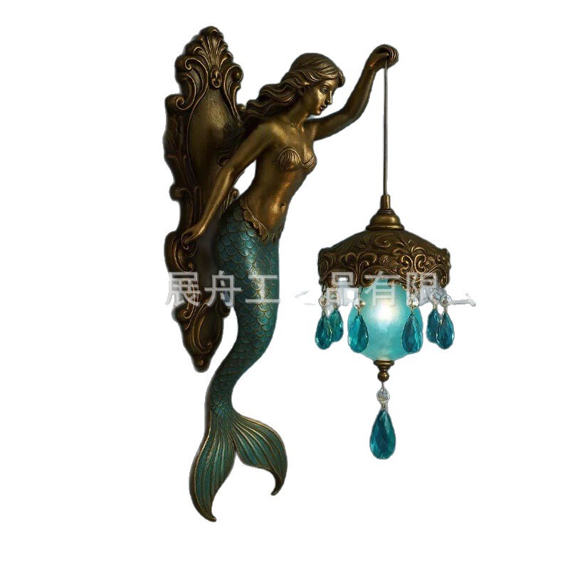 跨境新品Mermaid Wall Lamp创意航海波希米亚海洋美人鱼艺术|undefined