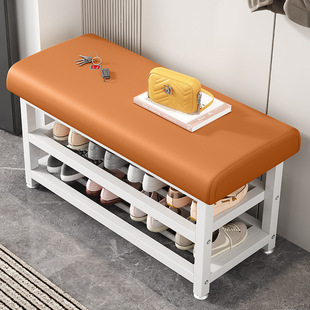 Shoe-Changing Bench for Home Entrance, Simple Entryway Shoe Bench with Soft Cushion, Integrated Foyer Shoe Cabinet for Rental Housing Factory