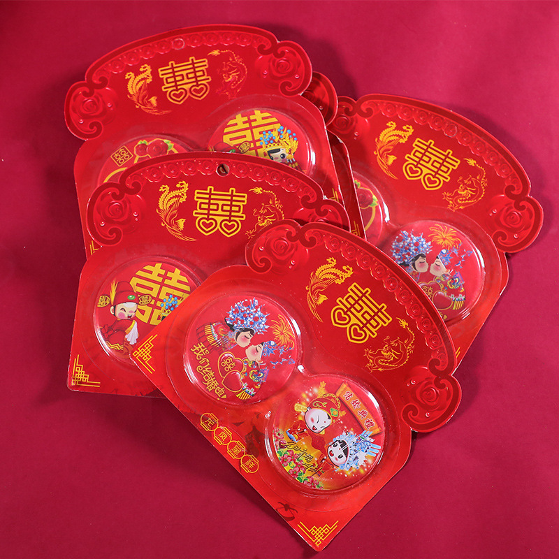 Espejo rojo de boda portátil mini espejo de maquillaje de mano novio espejo de cintura festivo suministros de boda al por mayor