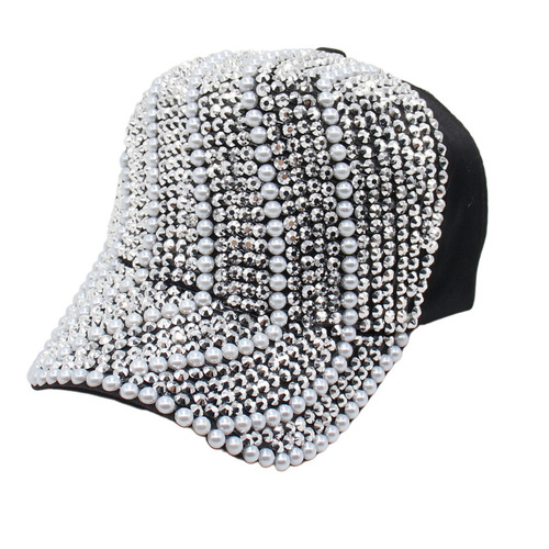  New Women's Korean Style Duckbill Cap Casual Water Diamond Baseball Cap Glitter Sun Hat Handmade Light Board Hat Trendy